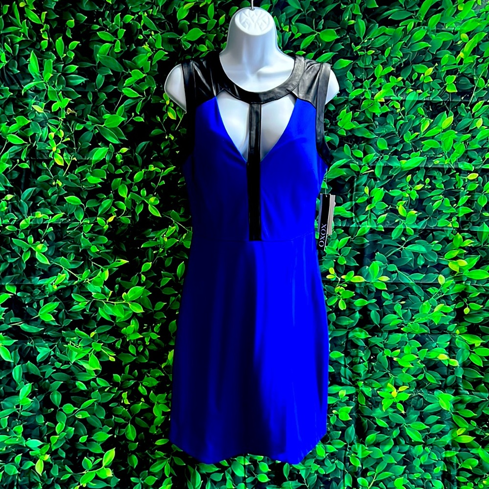 Xoxo Blue and Faux Leather Dress